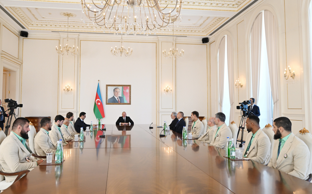 Prezident İlham Əliyev Paris Yay Olimpiya Oyunlarında medal qazanmış Azərbaycan idmançılarını və onların məşqçilərini qəbul edib&nbsp;