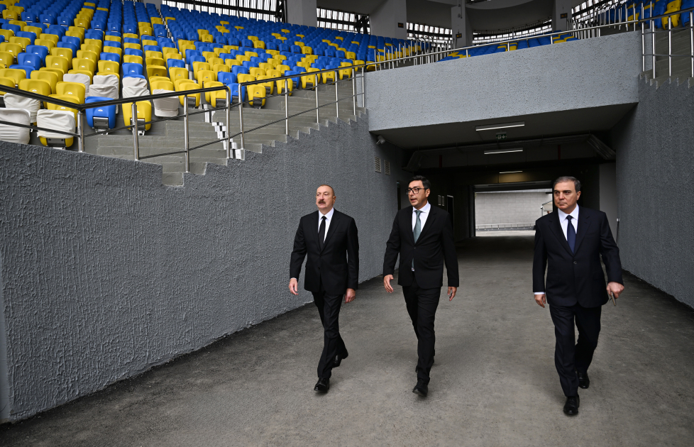 Prezident İlham Əliyev Gəncə şəhər stadionunun açılışında iştirak edib