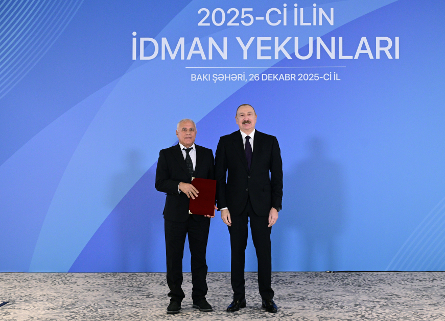 Prezident İlham Əliyev 2025-ci ilin idman yekunlarına həsr olunan mərasimdə iştirak edib