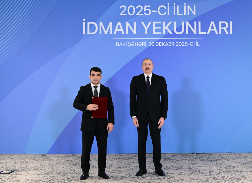 Prezident İlham Əliyev 2025-ci ilin idman yekunlarına həsr olunan mərasimdə iştirak edib