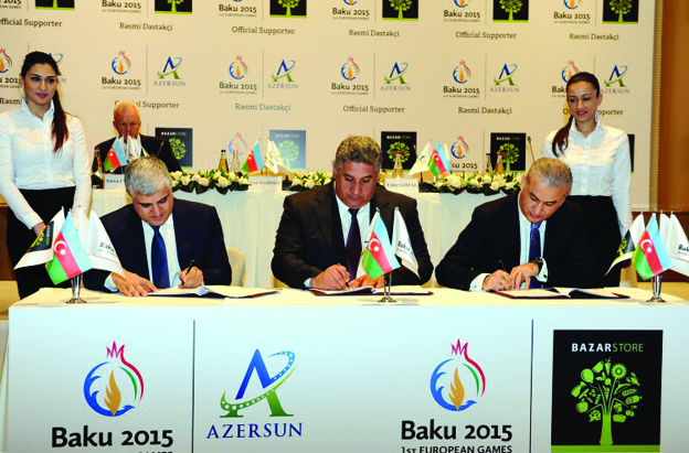 Bakı-2015 ilə “Azersun Holding” və “Bazarstore” arasında rəsmi dəstəkçi müqaviləsi imzalanıb