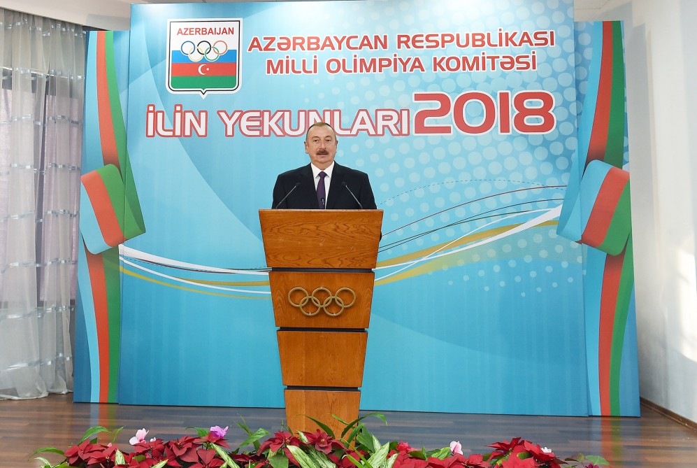 Azərbaycan Prezidenti İlham Əliyev 2018-ci ilin idman yekunlarına həsr olunan mərasimdə iştirak edib